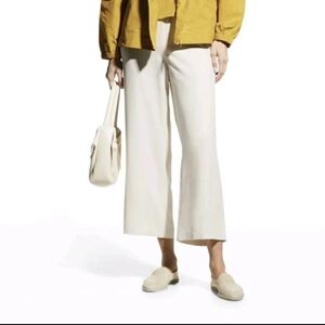 Eileen Fisher Cream Cropped Wide Leg Pants Size large NWT